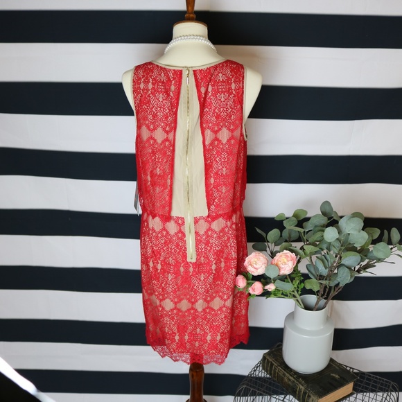 NWT KENSIE Red Layered Lace Dress - Picture 3 of 6